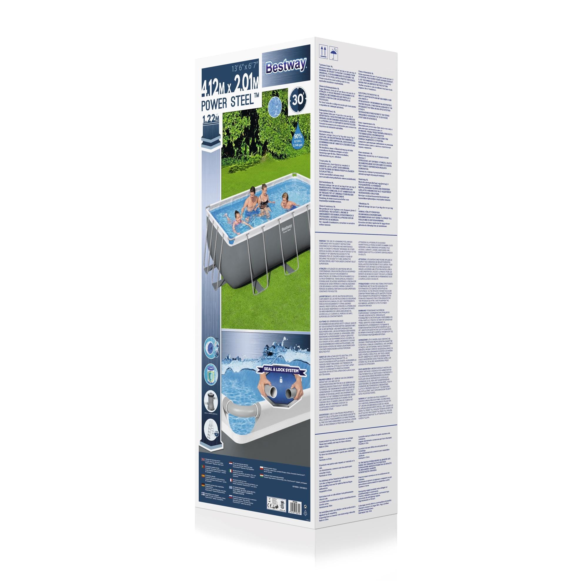 Bovengronds zwembad Power Steel bovengrondse rechthoekige set van 412x201x122 cm Bestway 10
