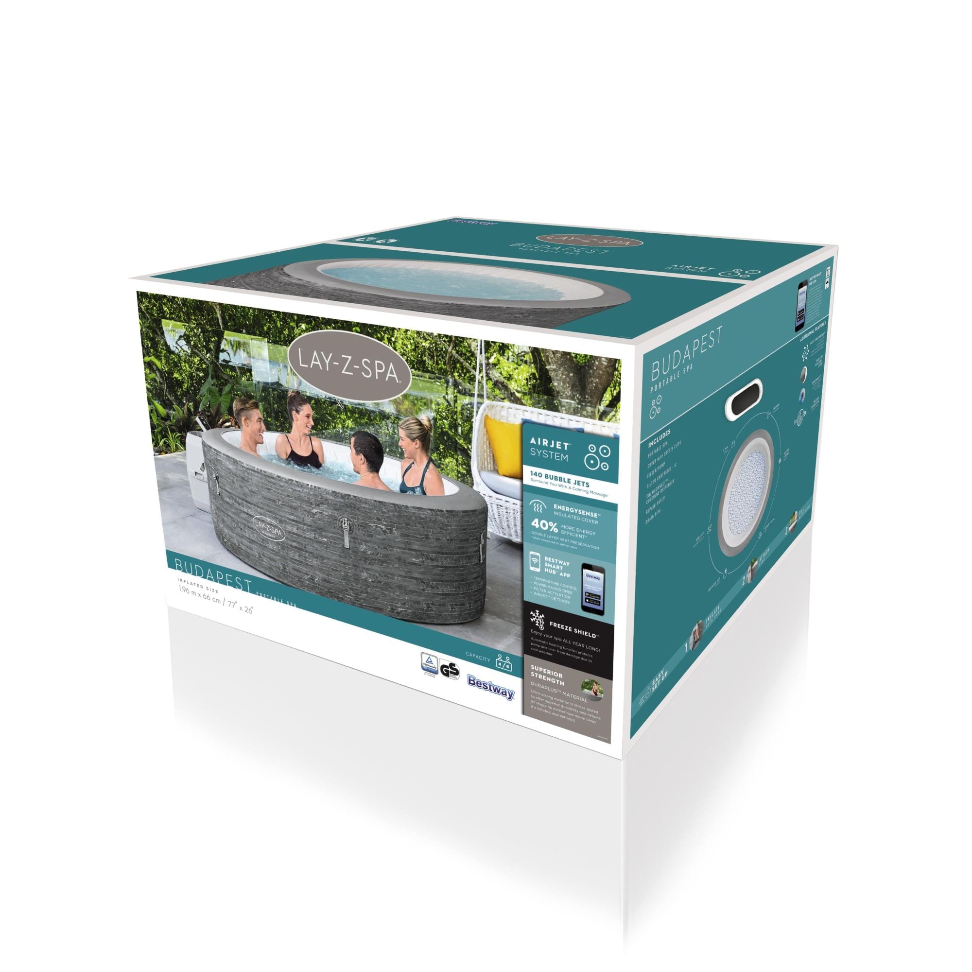Opblaasbare bubbelbaden Lay-Z Spa Lay-Z-Spa Budapest AirJet opblaasbare spa 4-6 personen Bestway 9
