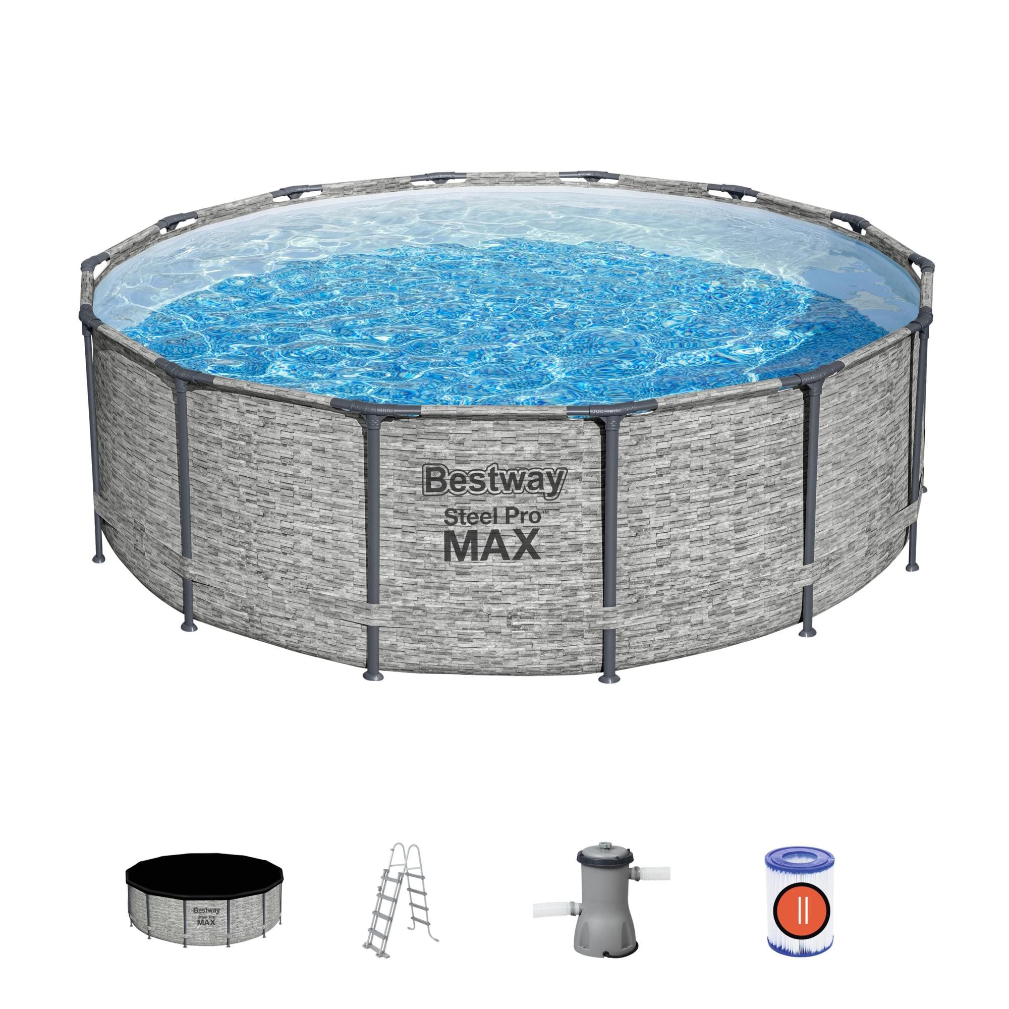 Bovengronds zwembad Steel Pro MAX bovengrondse set van 427x122 cm steenmotief Bestway 2