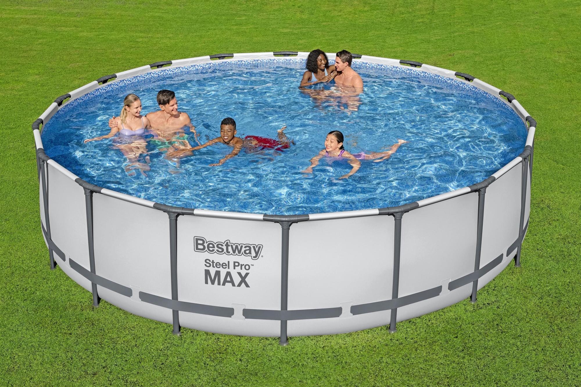 Bovengronds zwembad Steel Pro MAX bovengronds rond set van 549x122 cm lichtgrijs Bestway 3