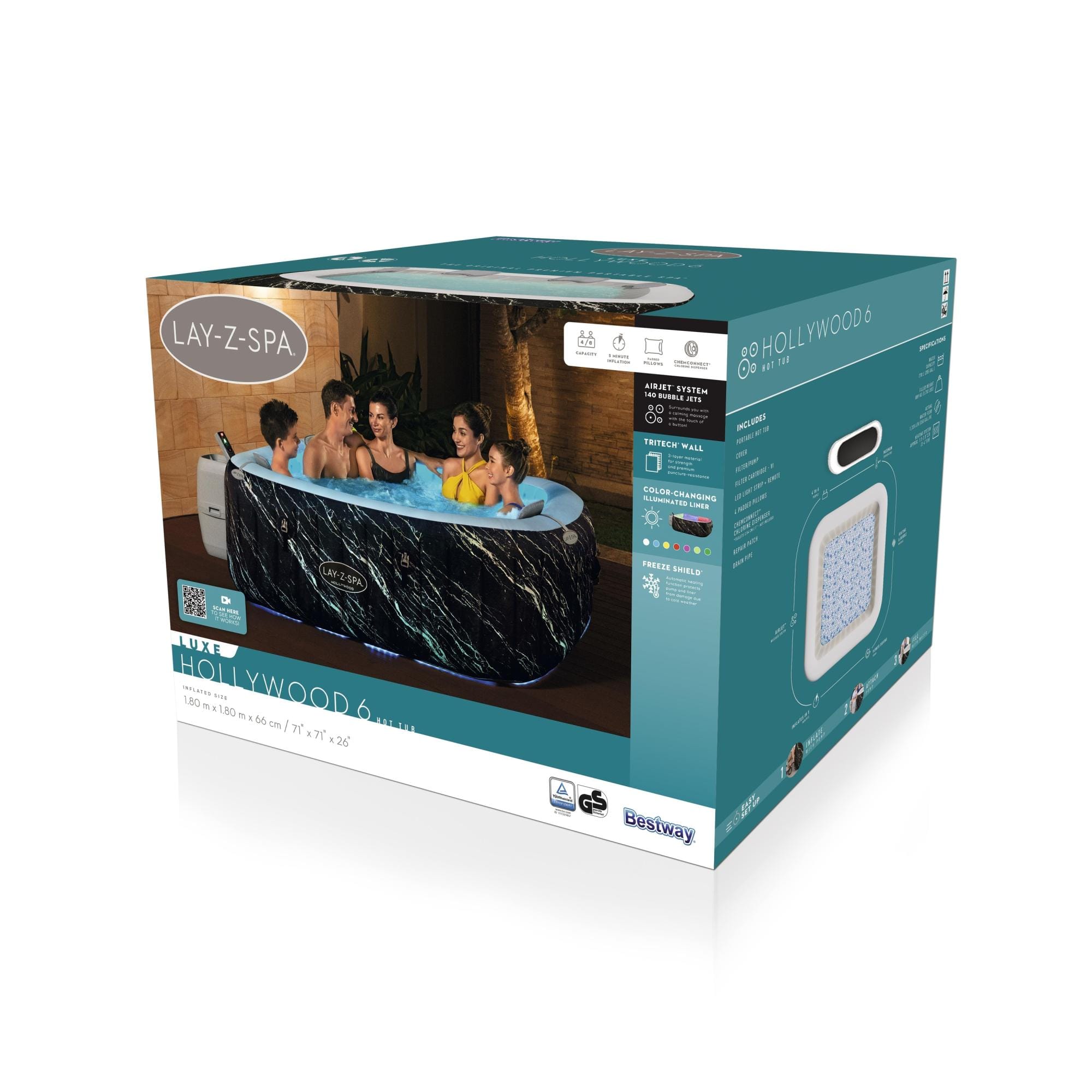 Opblaasbare bubbelbaden Lay-Z Spa Lay-Z-Spa Hollywood Luxe AirJet  Opblaasbare Spa met Ledverlichting voor 4-6 Personen Bestway 14