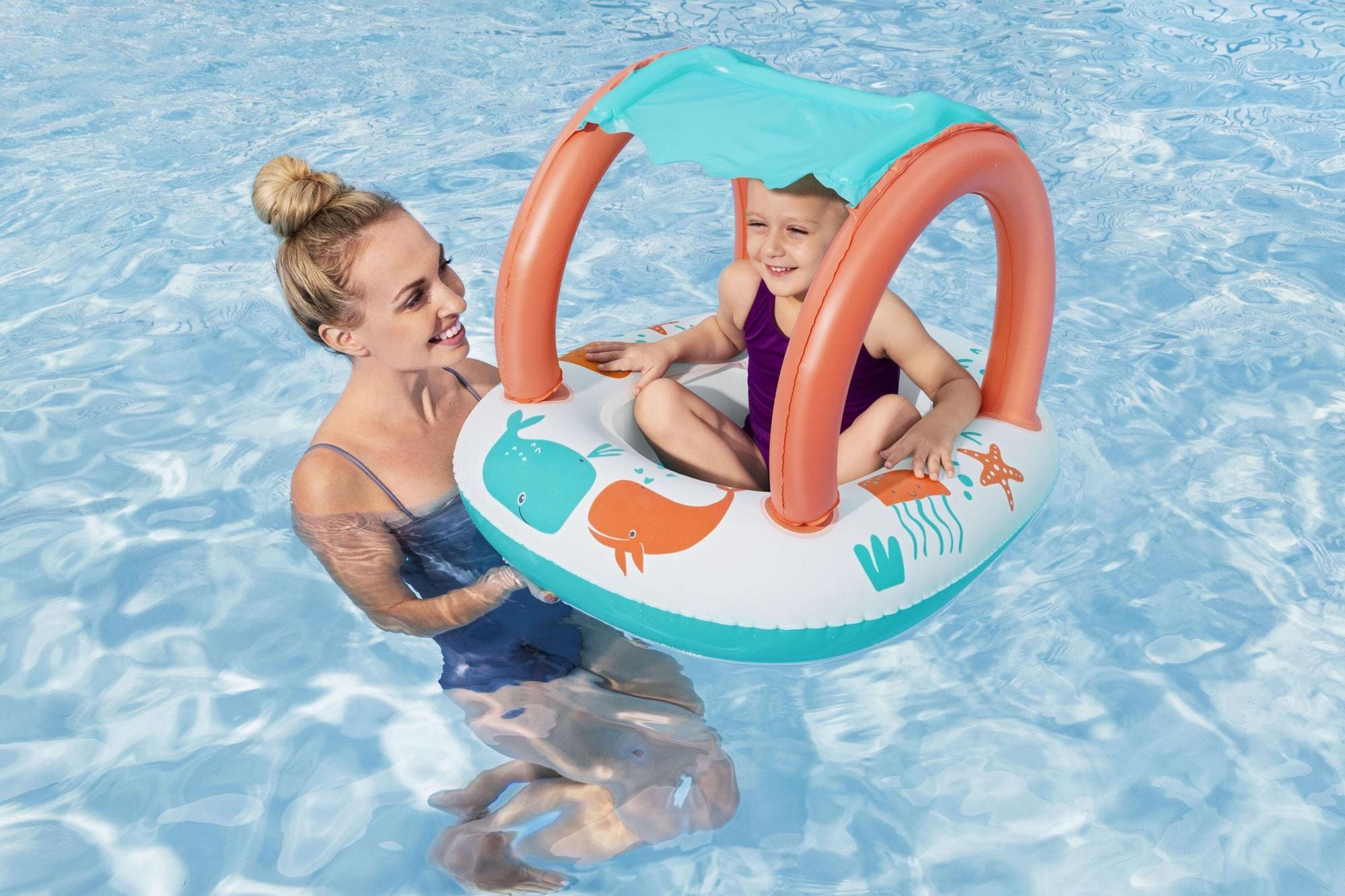 Opblaasbare spullen voor kinderen Bestway Comfort Plush Opblaasbare BabyBoot met Zonnescherm Bestway 3