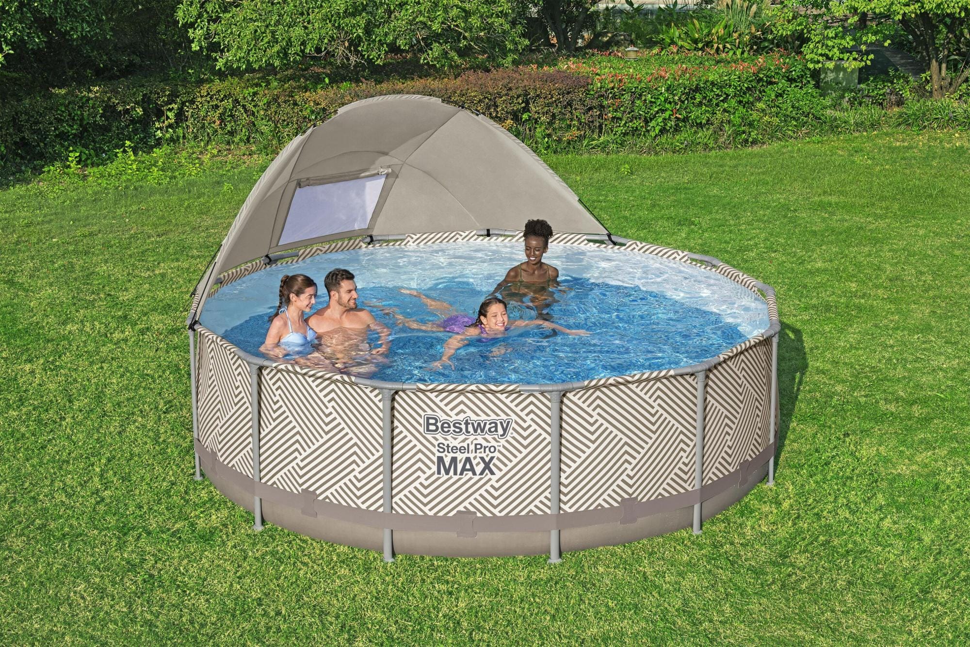 Bovengronds zwembad Steel Pro MAX bovengronds zwembad met zonnezeil van 396x107 cm Bestway 3