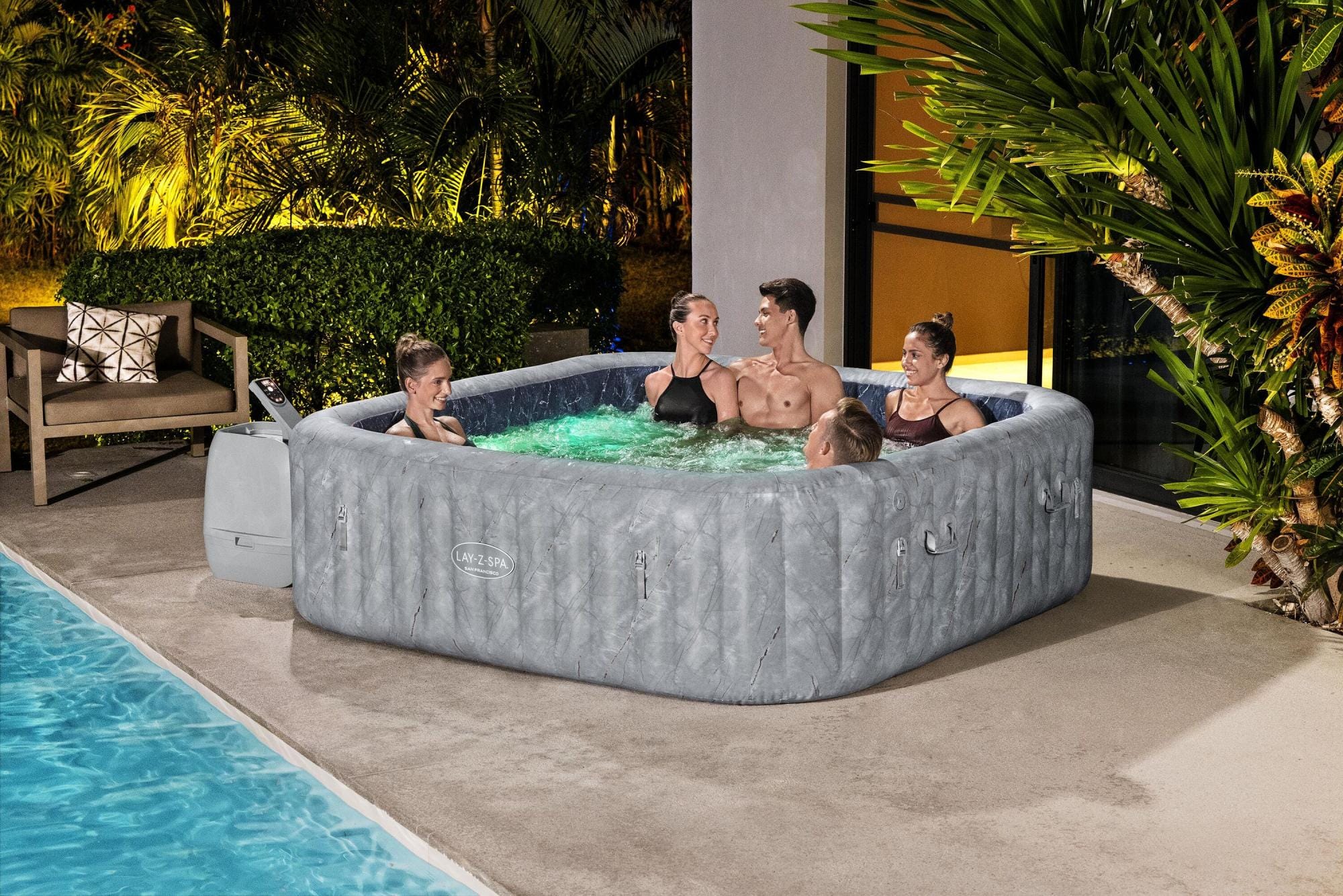 Opblaasbare bubbelbaden Lay-Z Spa Lay-Z-Spa San Francisco Energy-Efficient Smart HydroJet Pro Opblaasbare Spa met App Bediening 5-7 Personen Bestway 4