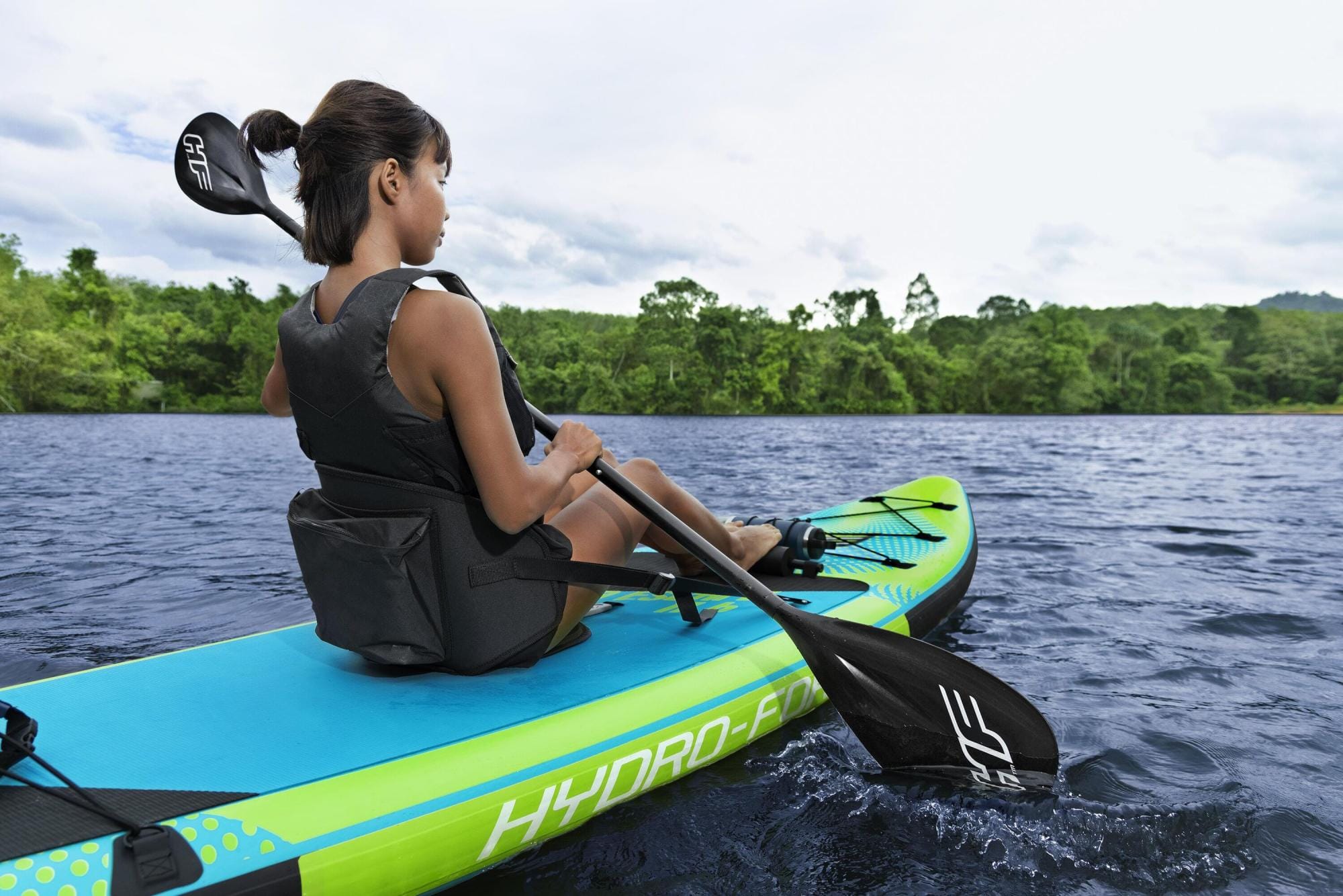 SUP en kajak Hydro-Force Aqua Escape Omvormbare Opblaasbare Stand-Up Paddleboard en Kayak Set 3,5 m Bestway 4