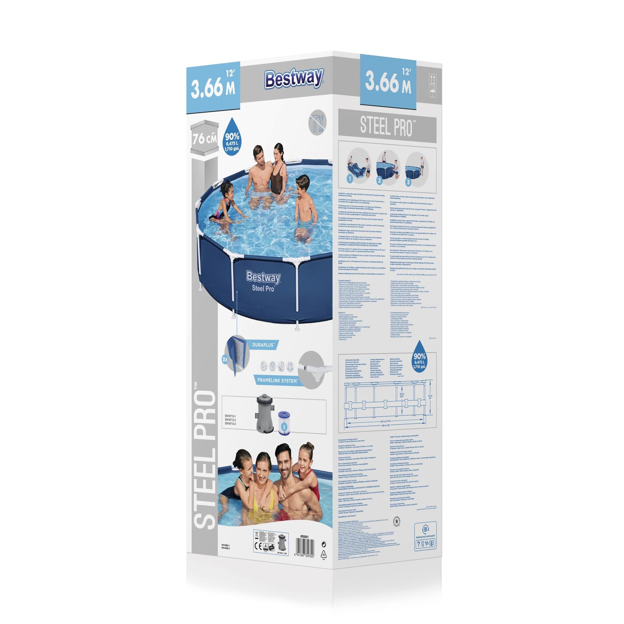 Bovengronds zwembad Steel Pro bovengrondse ronde set van 366x76 cm Bestway 9