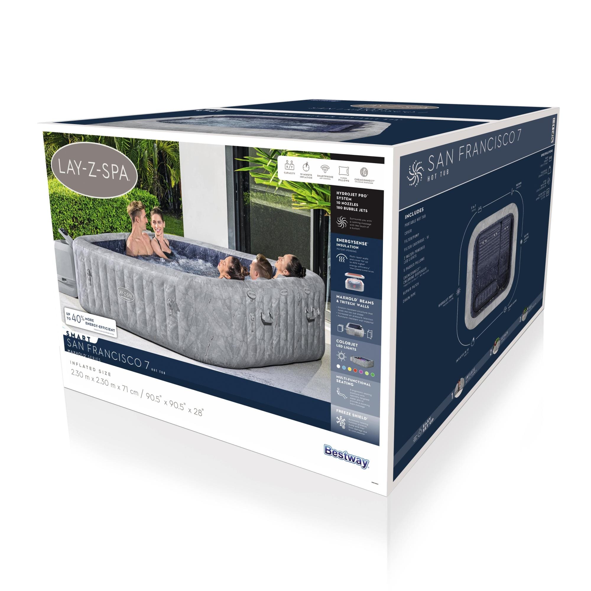 Opblaasbare bubbelbaden Lay-Z Spa Lay-Z-Spa San Francisco Energy-Efficient Smart HydroJet Pro Opblaasbare Spa met App Bediening 5-7 Personen Bestway 16