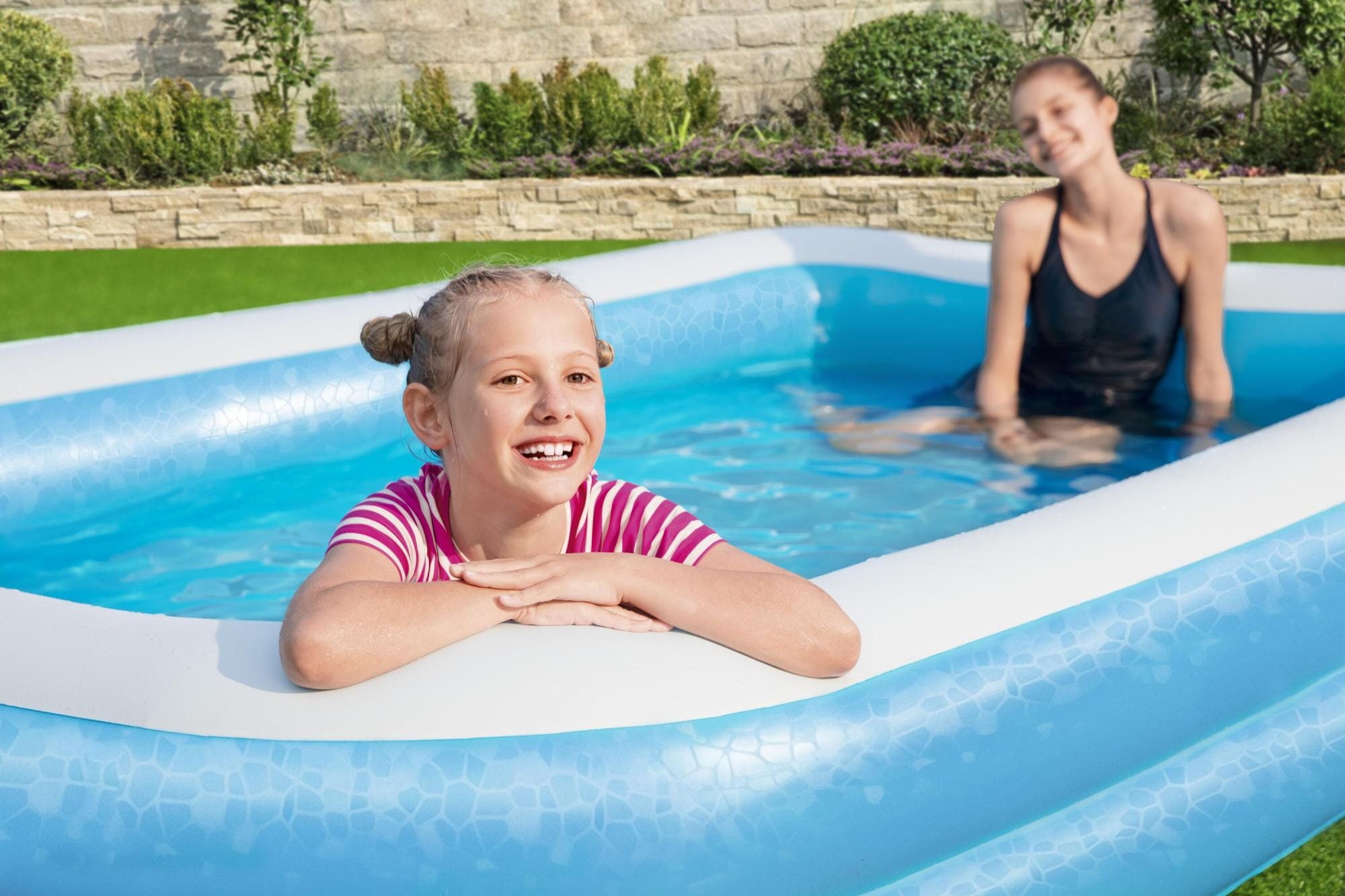 Opblaasbare spullen voor kinderen Bestway Blauw Rechthoekig Opblaasbaar Familiezwembad 3,05 m x 1,83 m x 46 cm Bestway 3