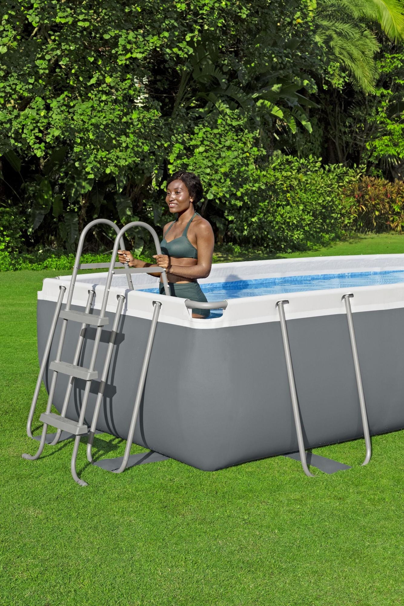 Bovengronds zwembad Power Steel bovengrondse rechthoekige set van 404x201x100 cm Bestway 1