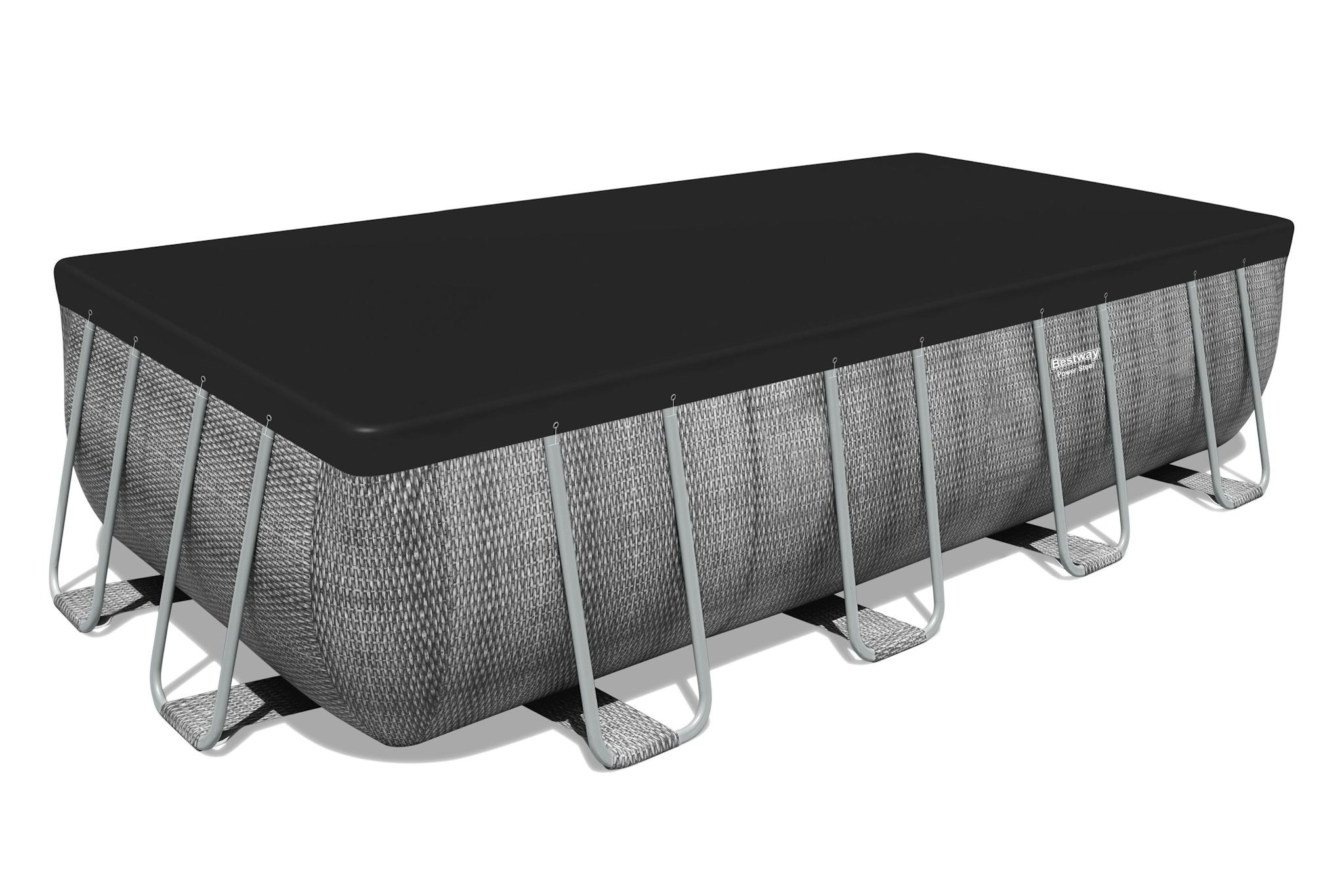 Bovengronds zwembad Power Steel bovengrondse rechthoekige set van 488x244x122 cm donkergrijs rotaneffect Bestway 5