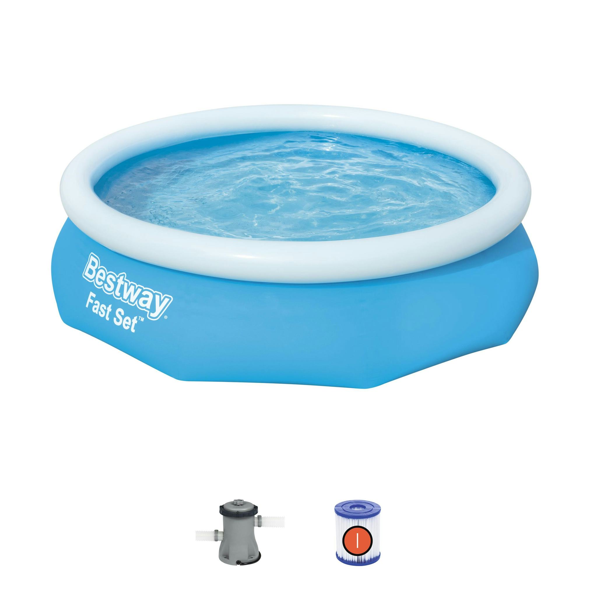 Bovengronds zwembad Fast Set bovengrondse ronde opblaasbare set van 305x76 cm blauw Bestway 2