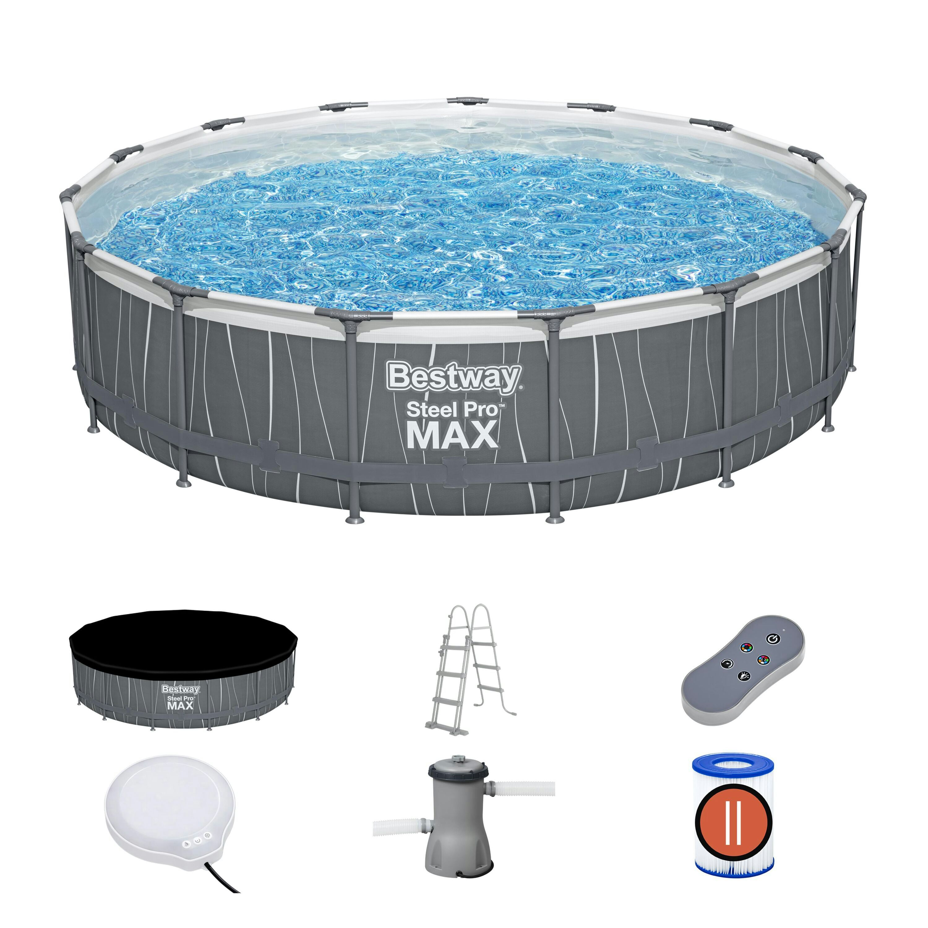 Bovengronds zwembad Set Steel Pro MAX rond bovengronds zwembad van 457x107 cm Bestway 1