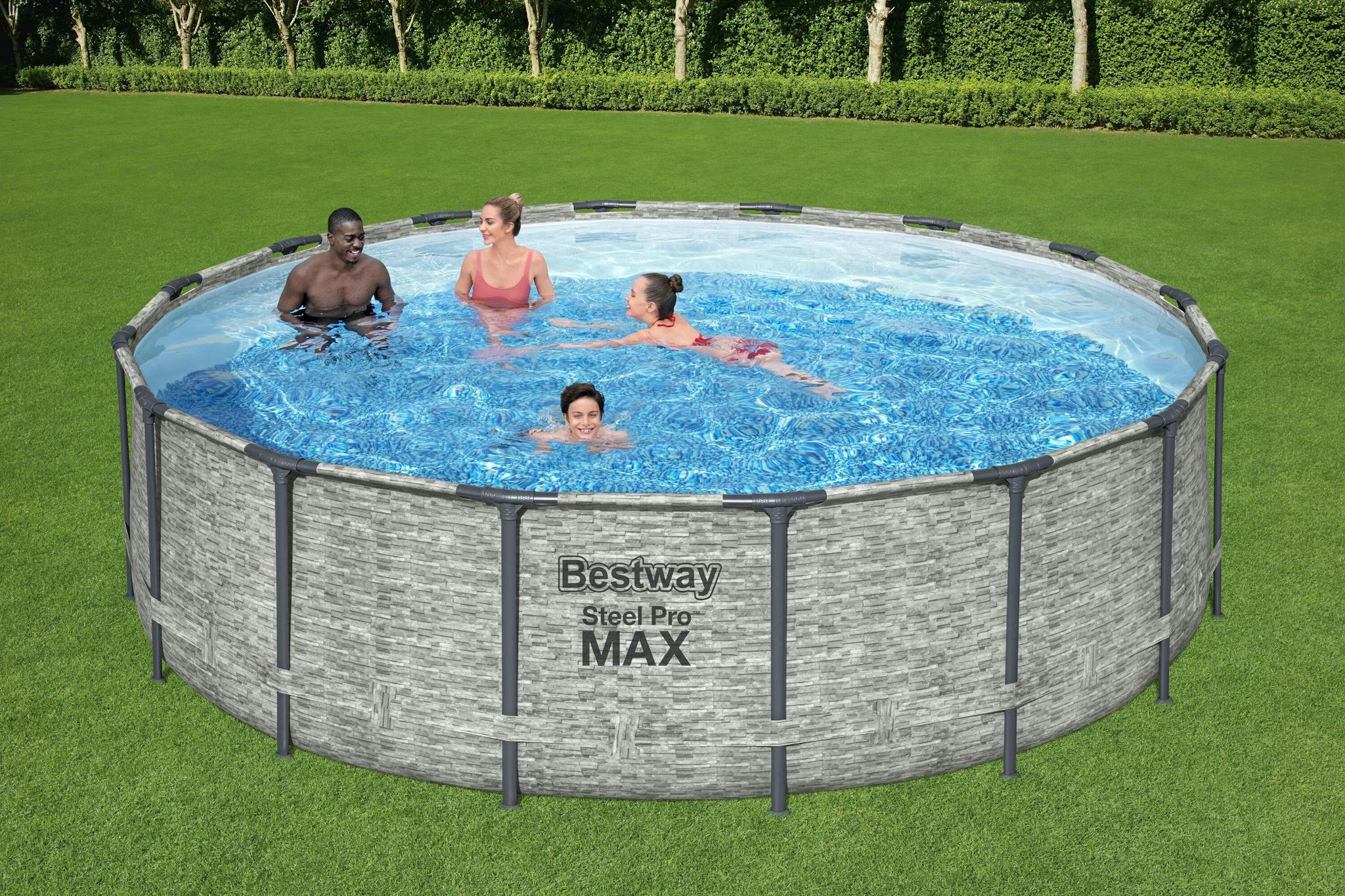 Bovengronds zwembad Steel Pro MAX bovengrondse set van 488x122 cm steenmotief Bestway 3