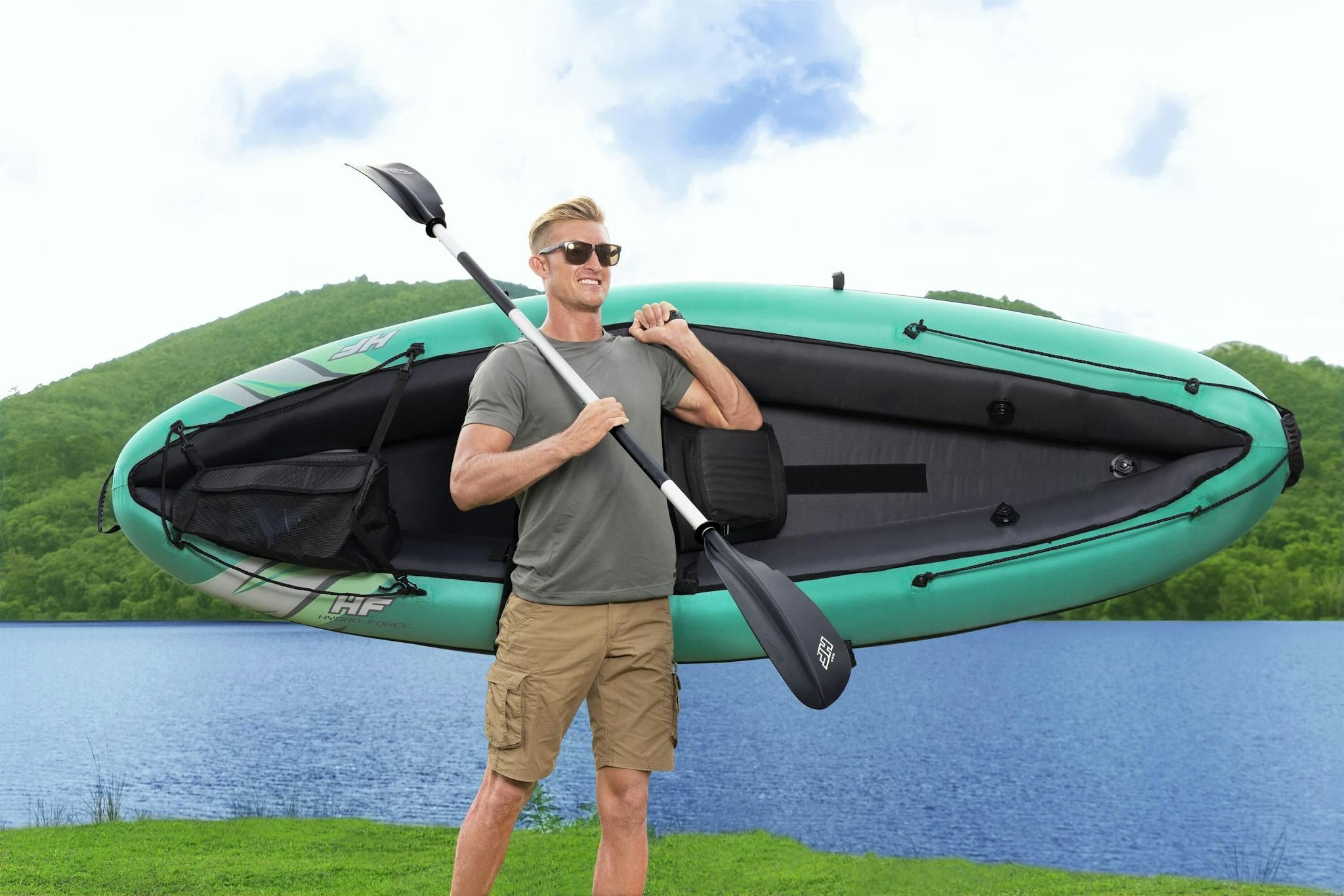 SUP en kajak Ventura kayak opblaasbare van 280x86 cm, voor 1 persoon Bestway 4
