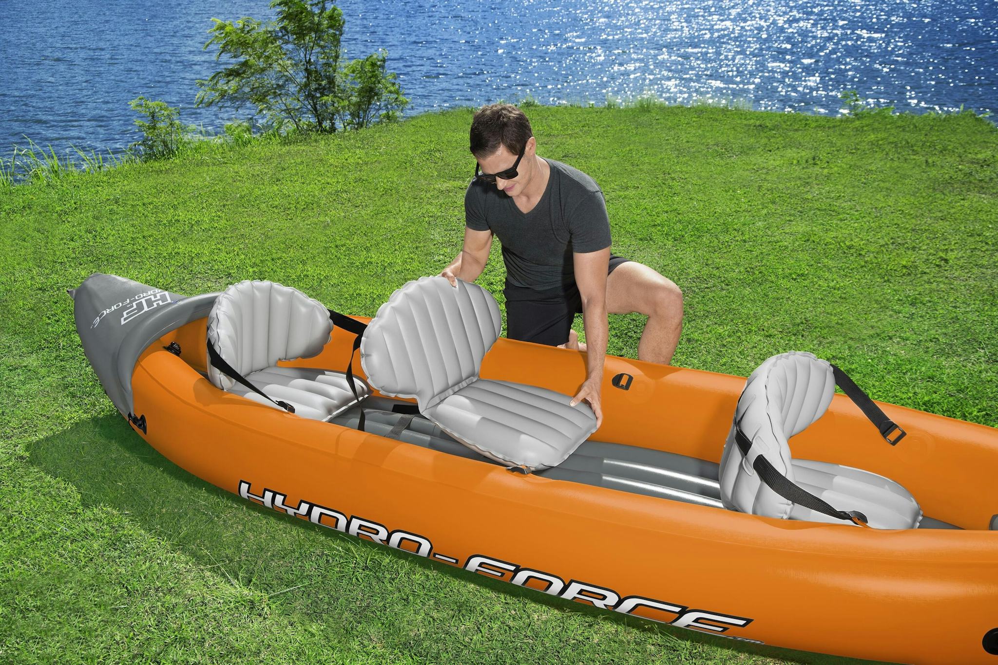 SUP en kajak Rapid opblaasbare kayak van 381x100 cm, voor 3 personen Bestway 5