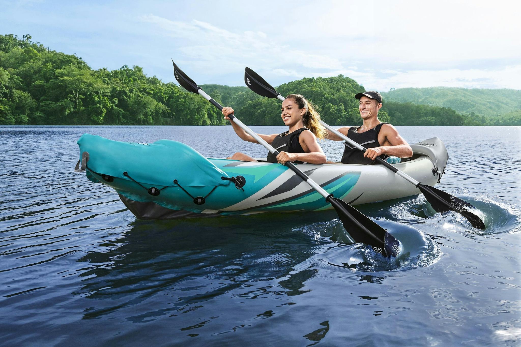 SUP en kajak Rapid Elite opblaasbare kayak van 312x98 cm, voor 2 personen Bestway 4