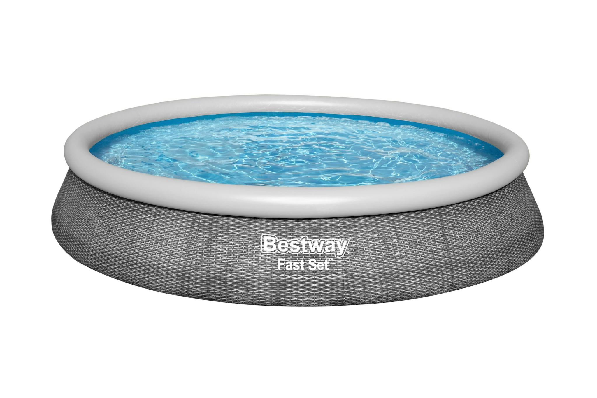 Bovengronds zwembad Fast Set grijze bovengrondse ronde opblaasbare set van 396x84 cm Bestway 1