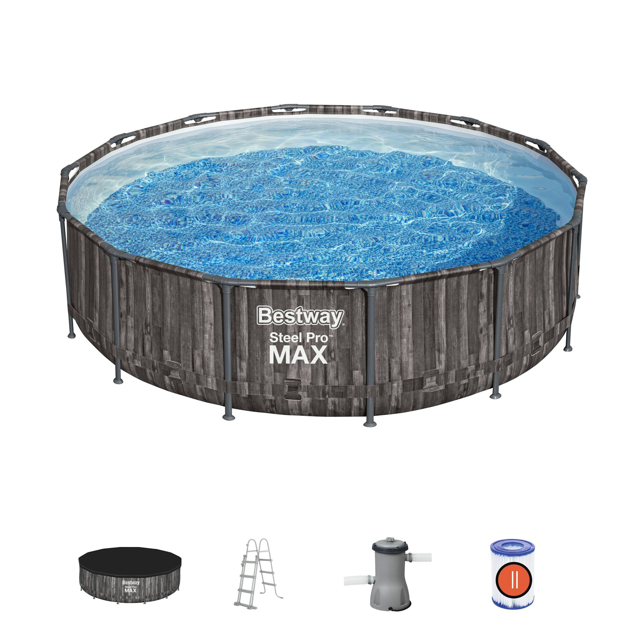 Bovengronds zwembad Steel Pro MAX  bovengrondse ronde set van 427x107 cm donker hout Bestway 2