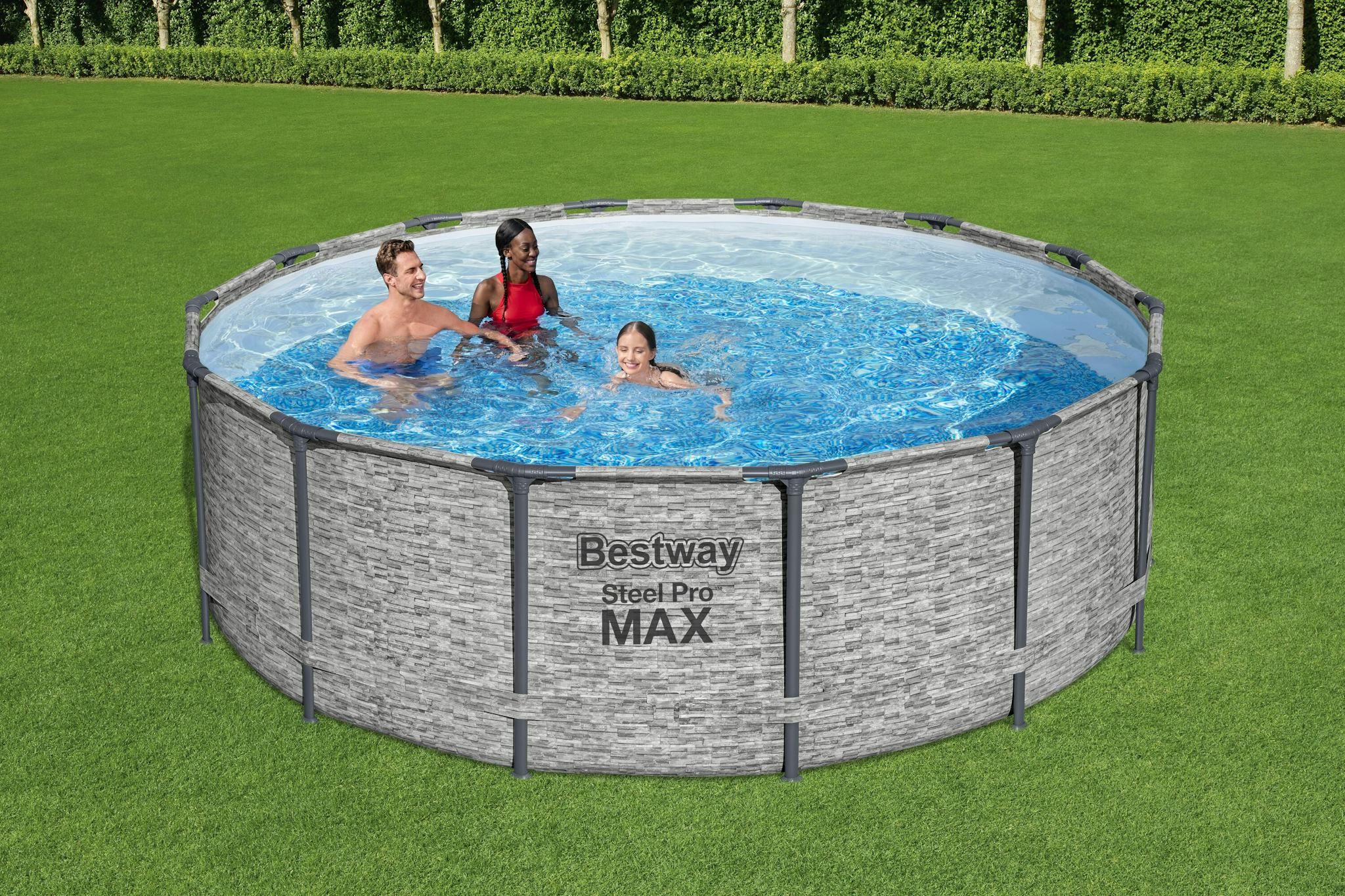 Bovengronds zwembad Steel Pro MAX bovengrondse set van 427x122 cm steenmotief Bestway 3