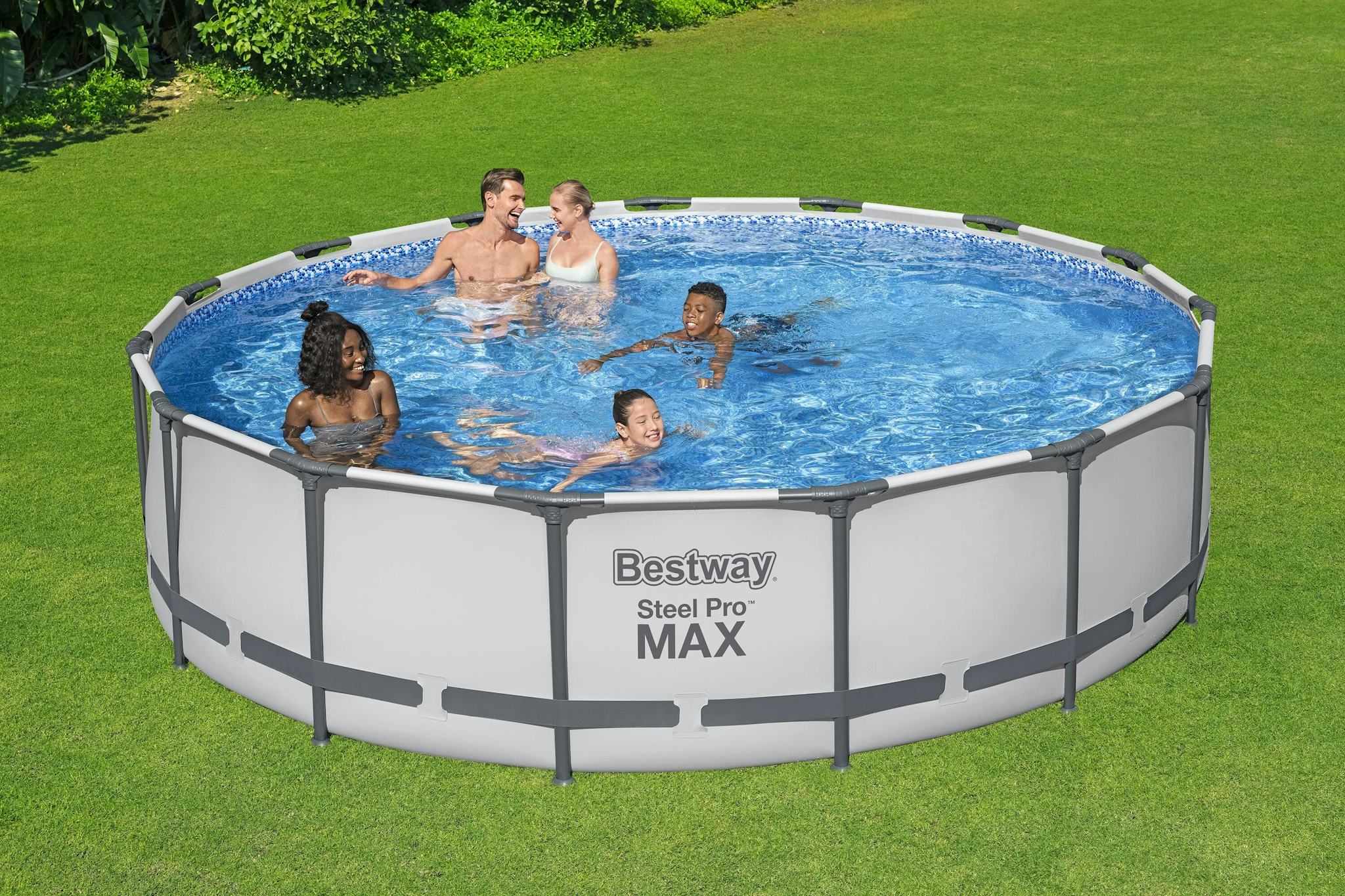 Bovengronds zwembad Steel Pro MAX bovengronds rond set van 457x107 cm lichtgrijs Bestway 4