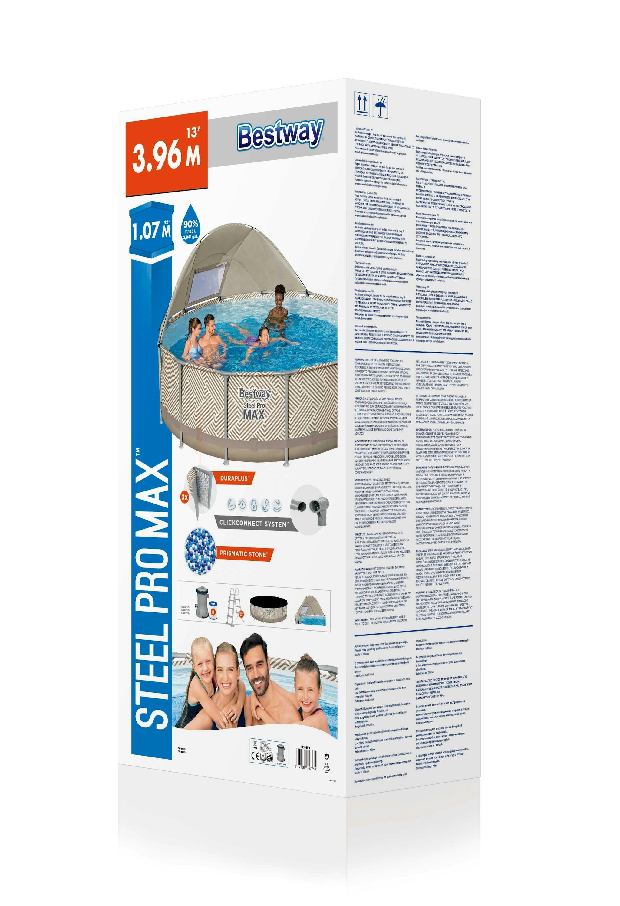 Bovengronds zwembad Steel Pro MAX bovengronds zwembad met zonnezeil van 396x107 cm Bestway 10