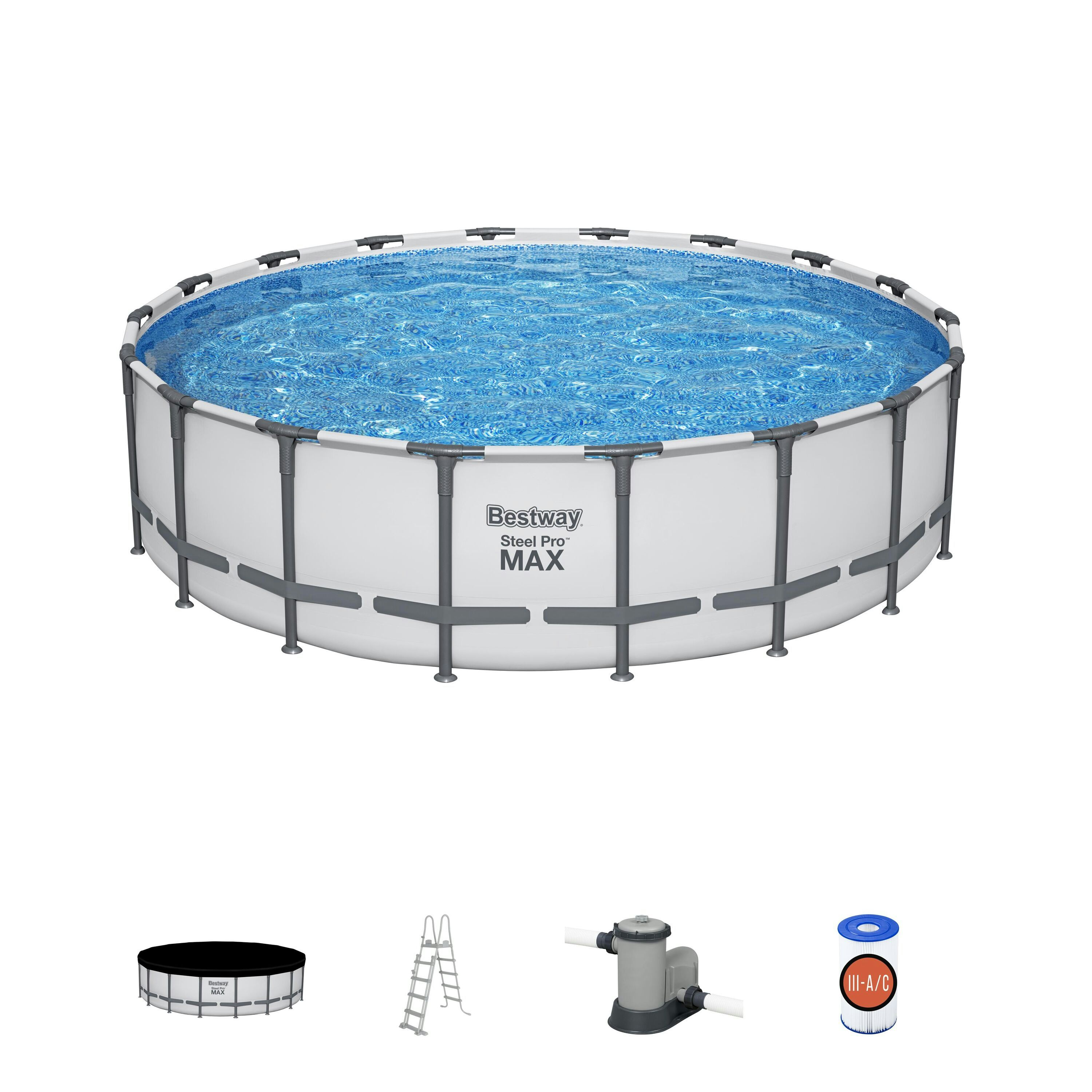 Bovengronds zwembad Set Steel Pro MAX rond bovengronds zwembad van 549x132 cm Bestway 1