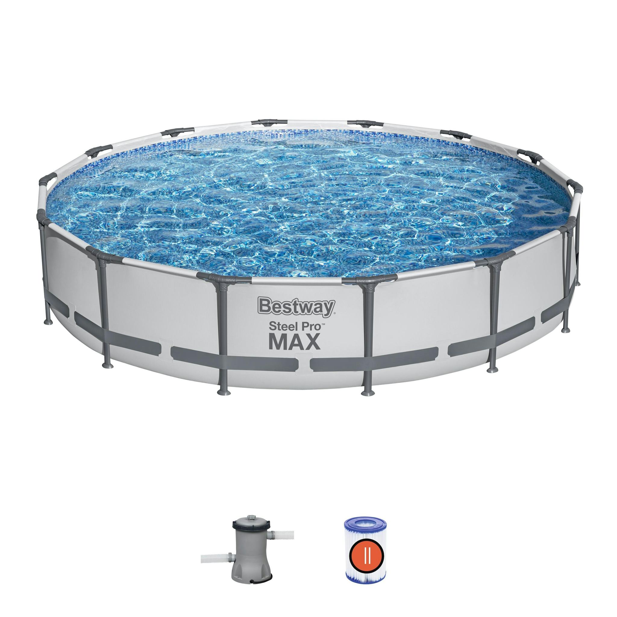 Bovengronds zwembad Steel Pro MAX lichtgrijze bovengrondse ronde set met afmetingen 427x84 cm Bestway 2