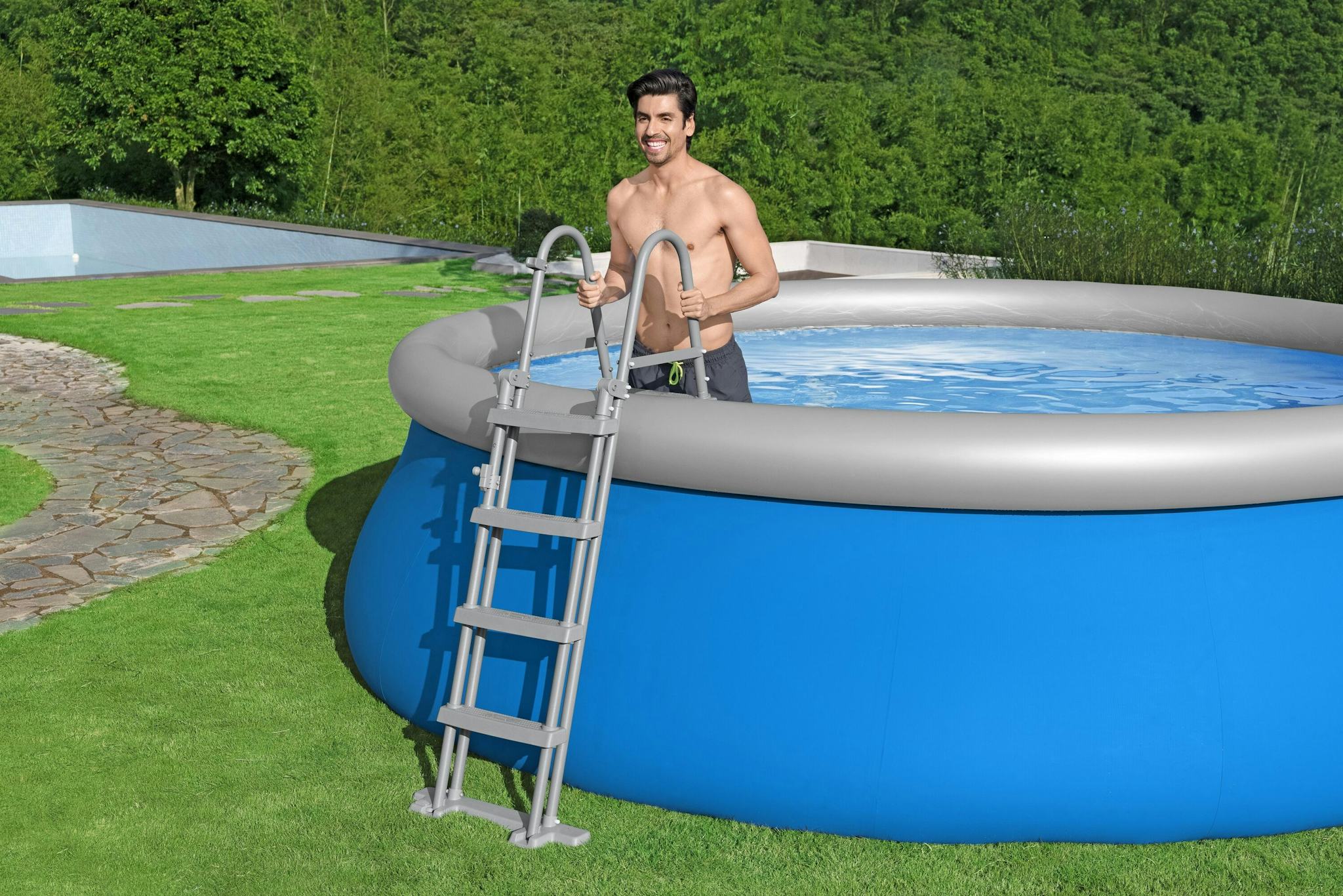 Bovengronds zwembad Fast Set bovengrondse ronde opblaasbare set van 457x122 cm blauw Bestway 3