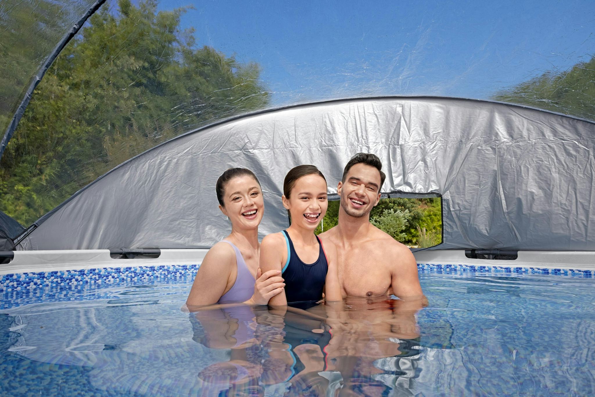 Bovengronds zwembad Steel Pro MAX bovengrondse ronde set van 366x100 cm met zonnescherm Bestway 4