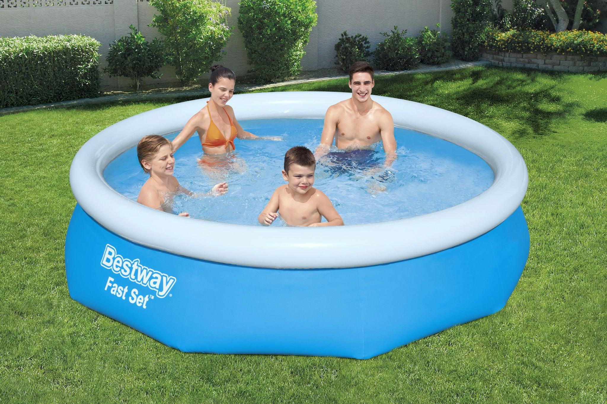 Bovengronds zwembad Fast Set bovengrondse ronde opblaasbare set van 305x76 cm blauw Bestway 3