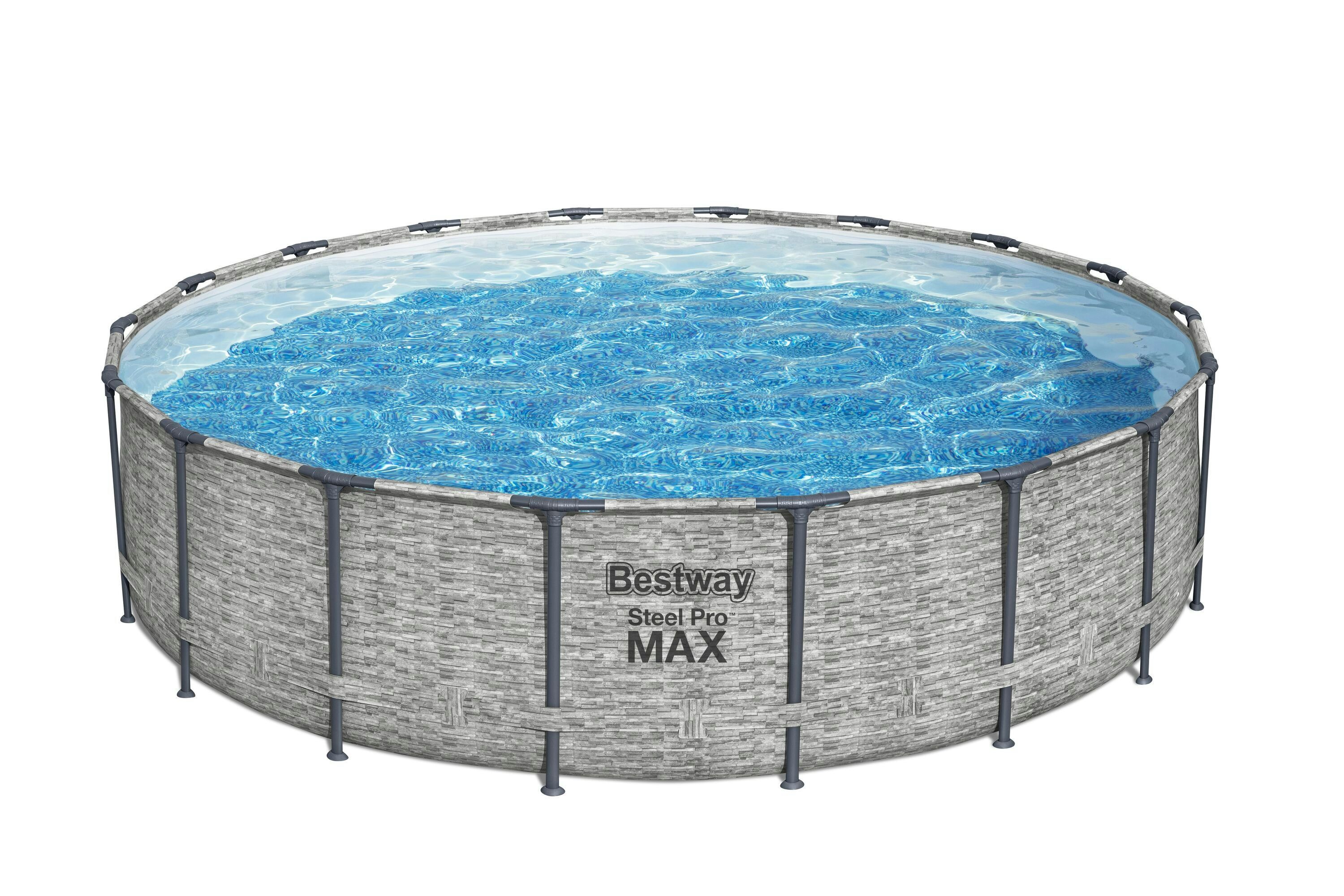Bovengronds zwembad Steel Pro MAX bovengrondse ronde set van 549x122 cm steenmotief Bestway 1