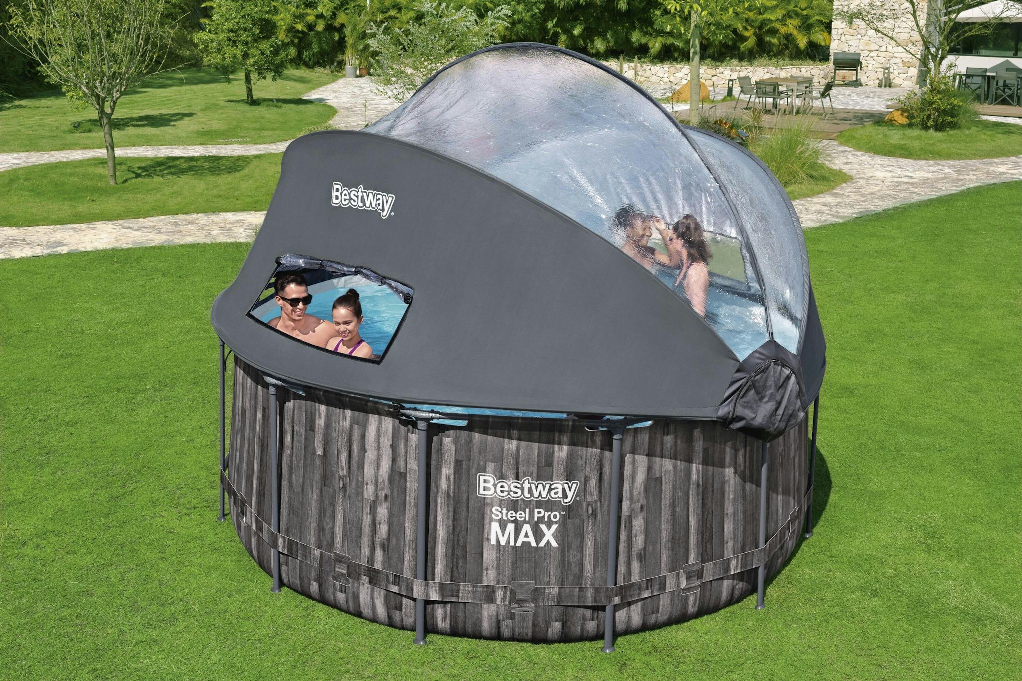 Bovengronds zwembad Steel Pro MAX bovengrondse ronde set van 366x122 cm met zonnescherm Bestway 3