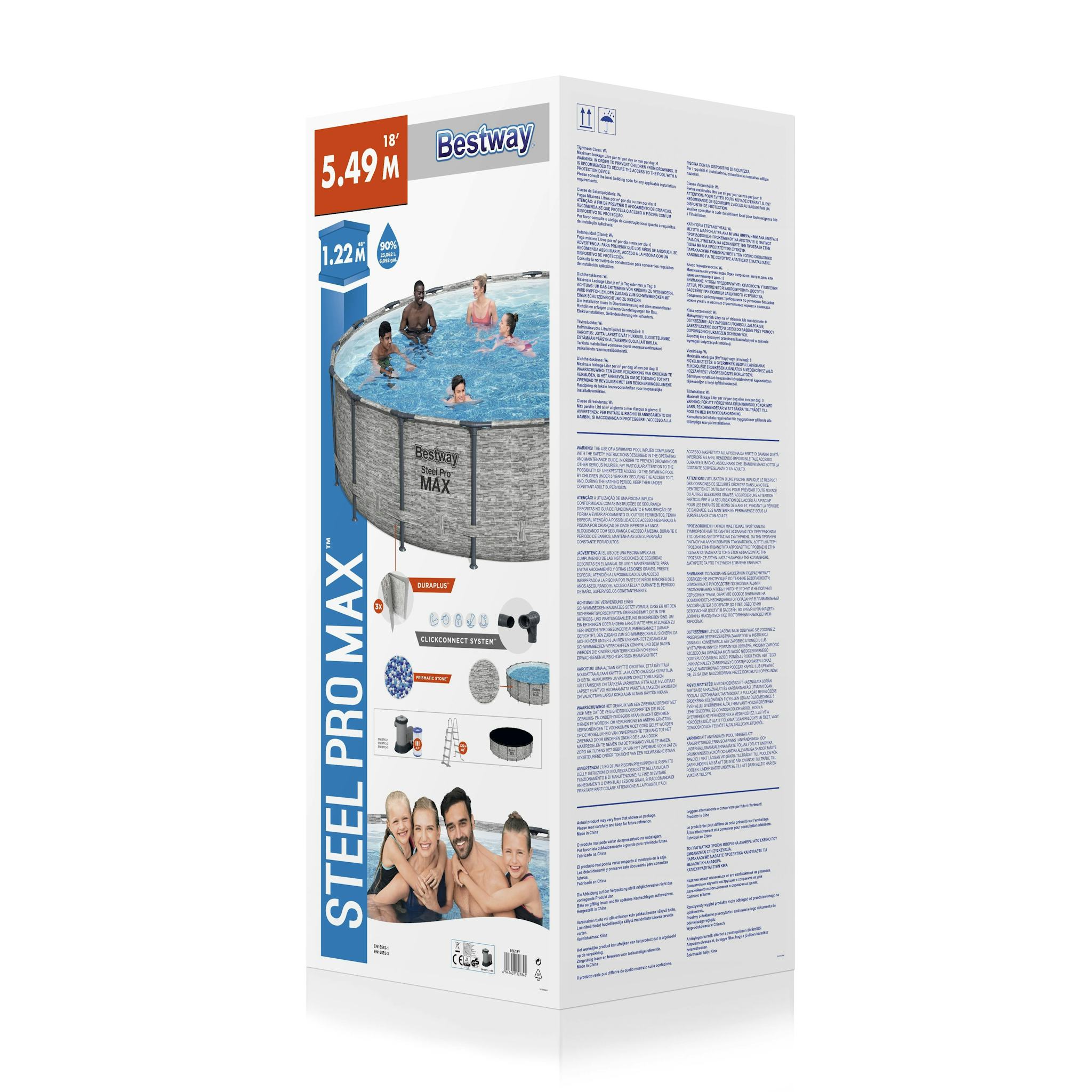 Bovengronds zwembad Steel Pro MAX bovengrondse ronde set van 549x122 cm steenmotief Bestway 9
