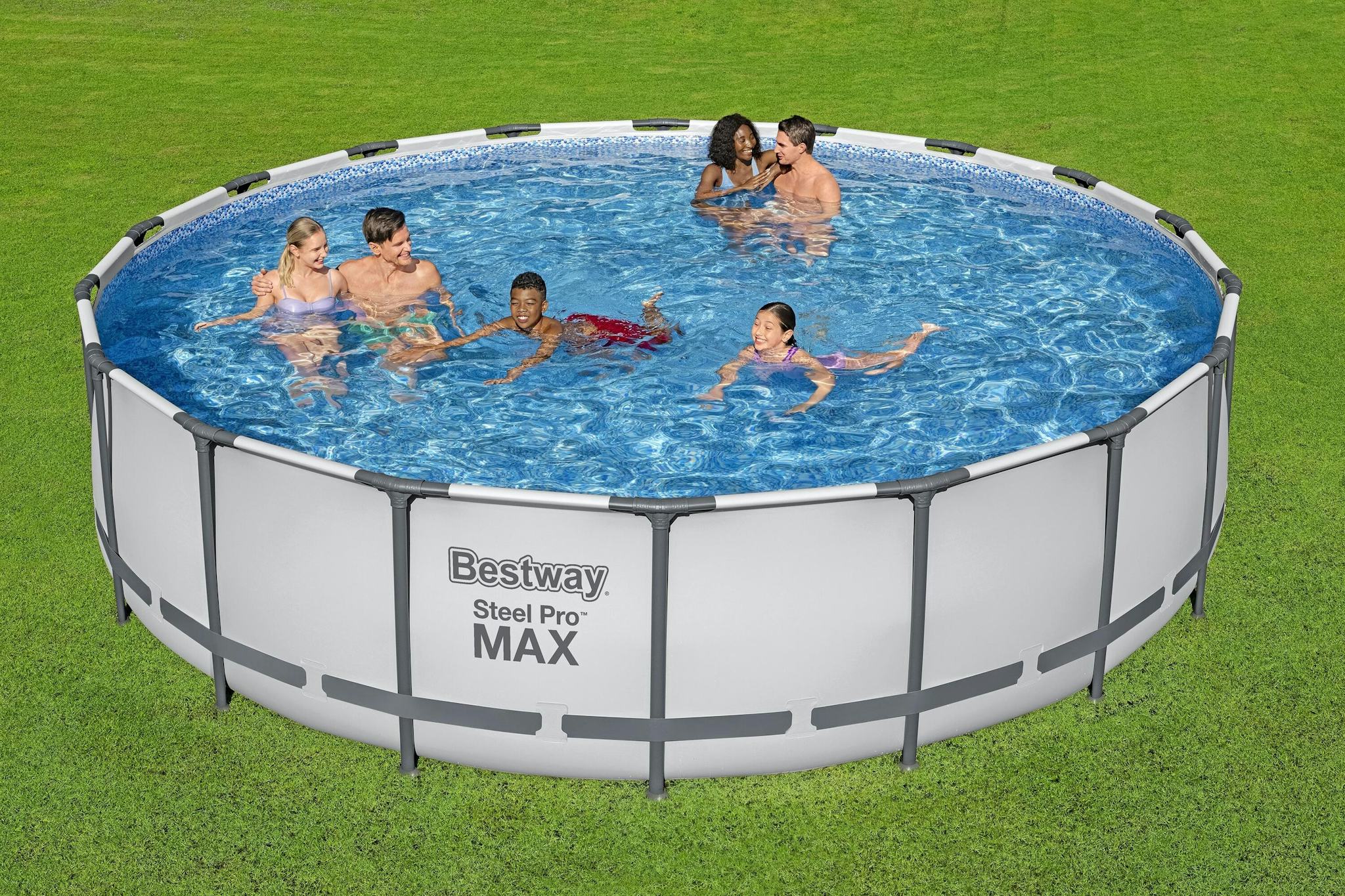 Bovengronds zwembad Steel Pro MAX bovengronds rond set van 549x122 cm lichtgrijs Bestway 3